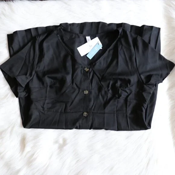 NEW Plus Size Black Beach Mini Cover Up Dress Size 2X - Picture 1 of 8